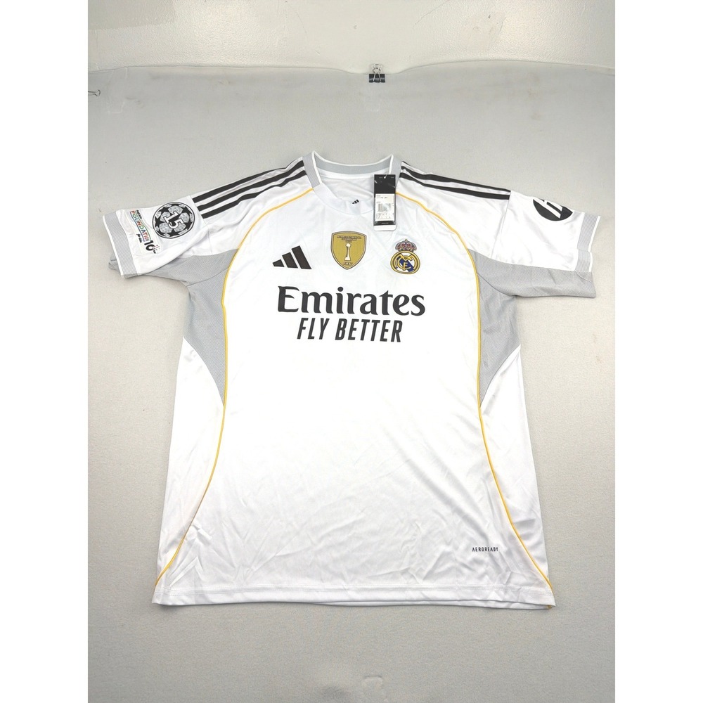 Adidas Mbappé #10 Real Madrid 2025-26 Home Jersey White Slim Fit Mens L
